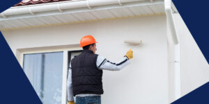 a picture of a man painting the exterior of a home